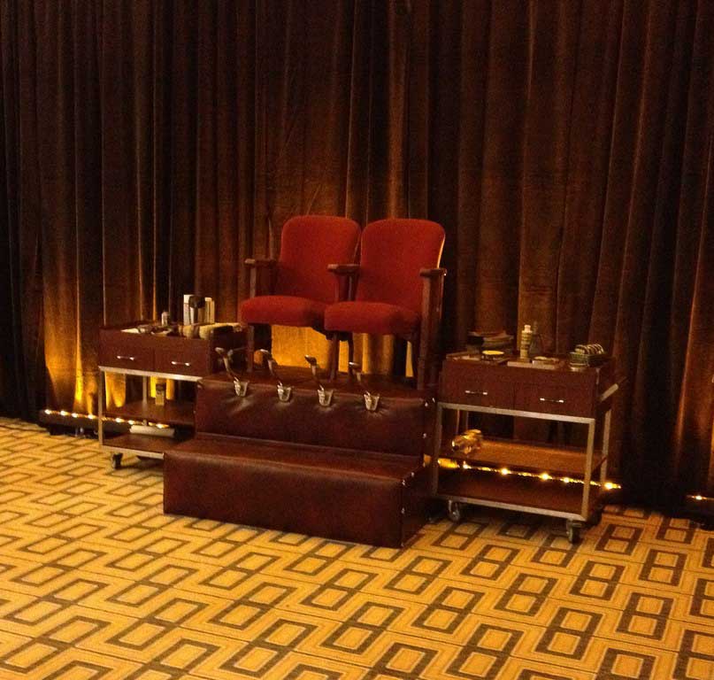 61 Red Leather Vintage Shoe Shine Booth Rental Film Prop Event Urban Earth Studios