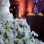 37 Luxury Wedding Cake Table Flower Skirt White Phaleanopsis Orchids Hydra Peonies Garden Roses