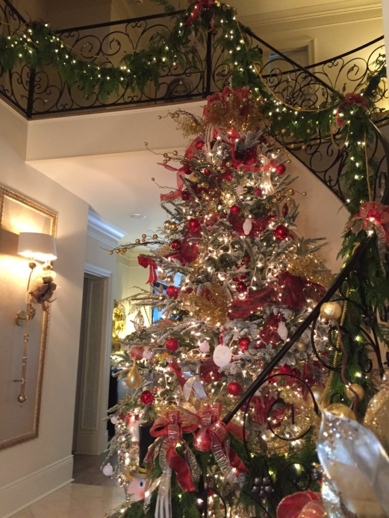 Opulent Glitzy Home Holiday Stairwell And Oversized Artifical Tree Decor Jpeg Optimizer Img 9635
