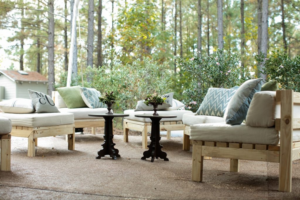 45 Craftsmen Outdoor Furniture Natural Wood Sectional (1)