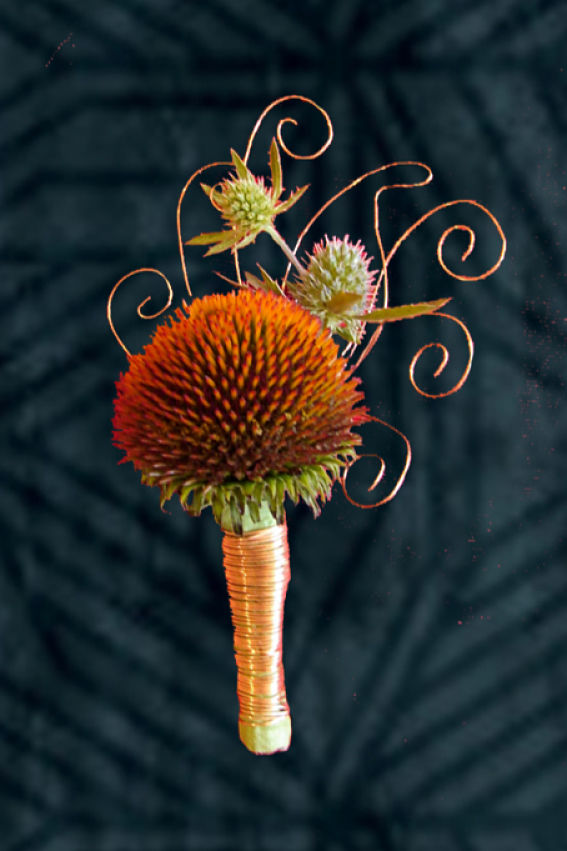 Bold & Creative Cone Flower Simple Boutonniere Pin On Dli Crp 2x3 279 Opt
