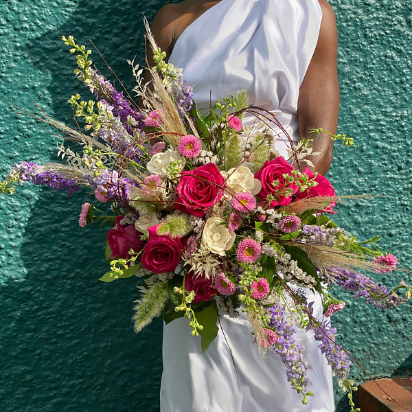 Bright Colored Boho Style Wedding Bouquet With Natural Woodsy Elements 01 Img 7038 Edited Crp More Dli Opt