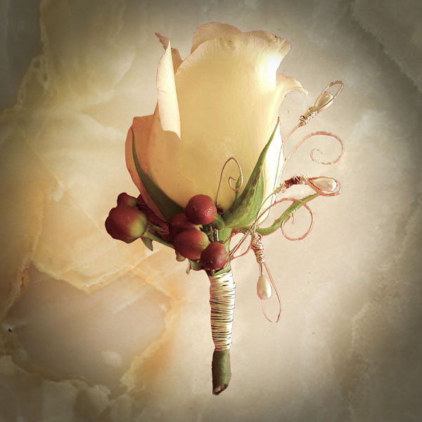 Elegant Rose & Hypericum Berry Boutonnire With Pearl Peacock Eyelets Detail Opt 46kb Elegant Rose & Hypericum Berry Boutonnire With Pearl Peacock Eyelets Detail Opt 46kb