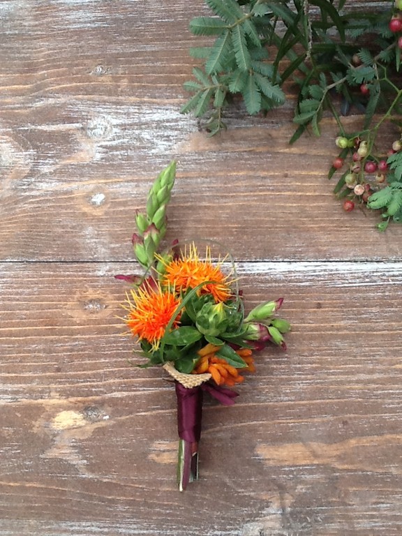 Foxglove With Safflower Fall Seasonal Flower Boutonniere Foxglove With Safflower Fall Seasonal Flower Boutonniere