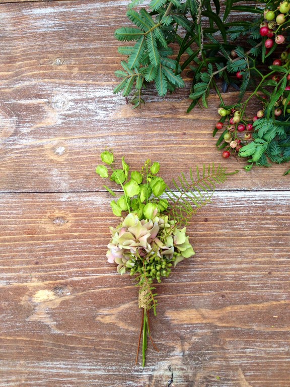 Mini Coin Antique Hydrangea Boutonniere Mini Coin Antique Hydrangea Boutonniere