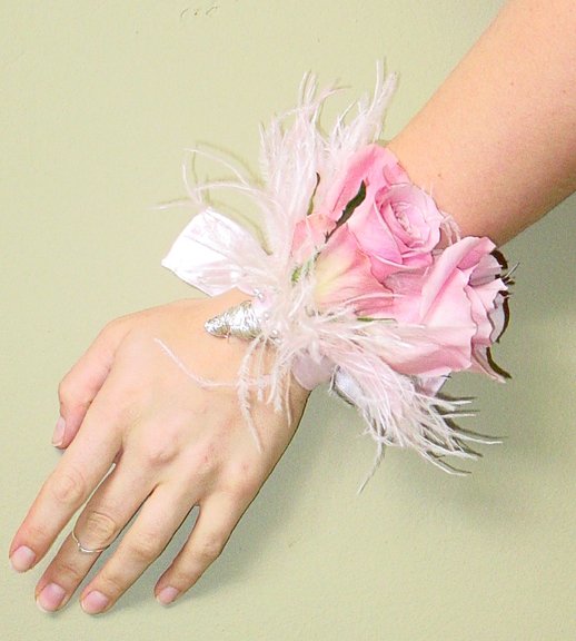 Pink Rose Wedding Flower Bracelet Corsage Alternative