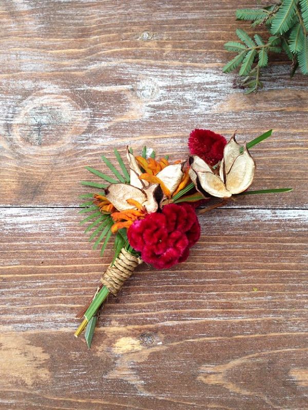 Rustic Cotton Hull Coxcomb Boutonniere With Jute Detail Opt 132kb