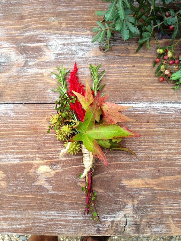 Rustic Natural Wedding Boutonniere Autumnal Foliage Urban Earth Opt 135kb