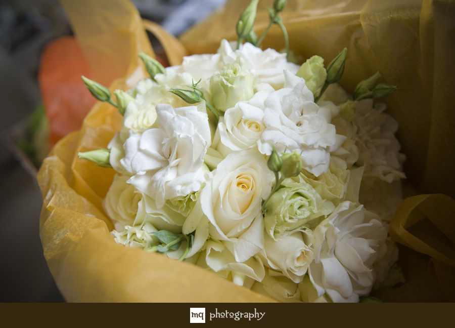 Southern Garden Wedding Bouquet Of White Gardenias & Golden Cream Butter Tones Of Roses