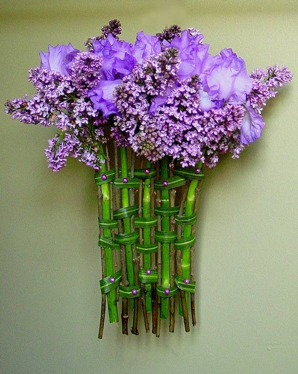 Unique, One Of A Kind Contemporary Bridal Bouquet Of Lavender Bearded Iris And Lilac (2)