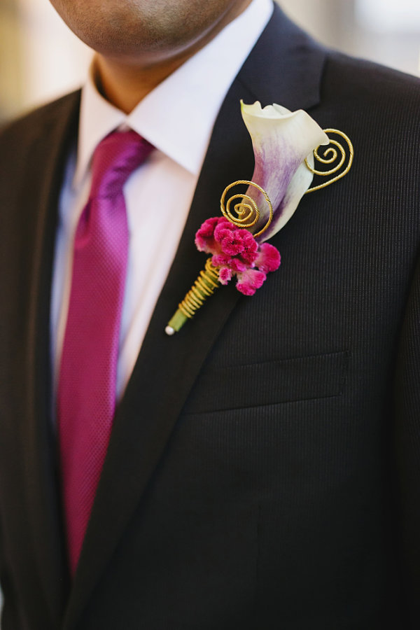 Fun Indian Wedding Calla Lily Hot Pink Cox Comb And Gold Jewelers Wire Coil Detail Opt
