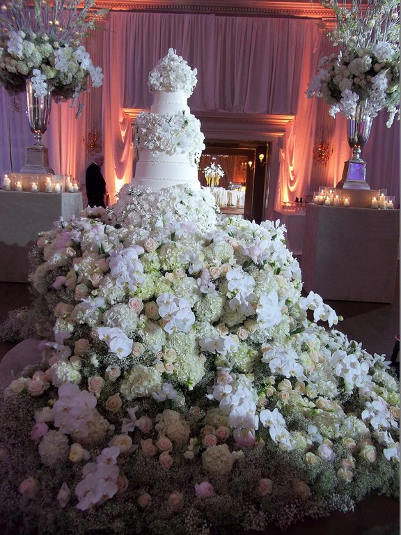 29 Wedding Cake Flowers White Phalaenopsis Urban Earth New Orleans Country Club Luxury Luxe Lush Peonies Roses Large Silver Urns Oversized Florals