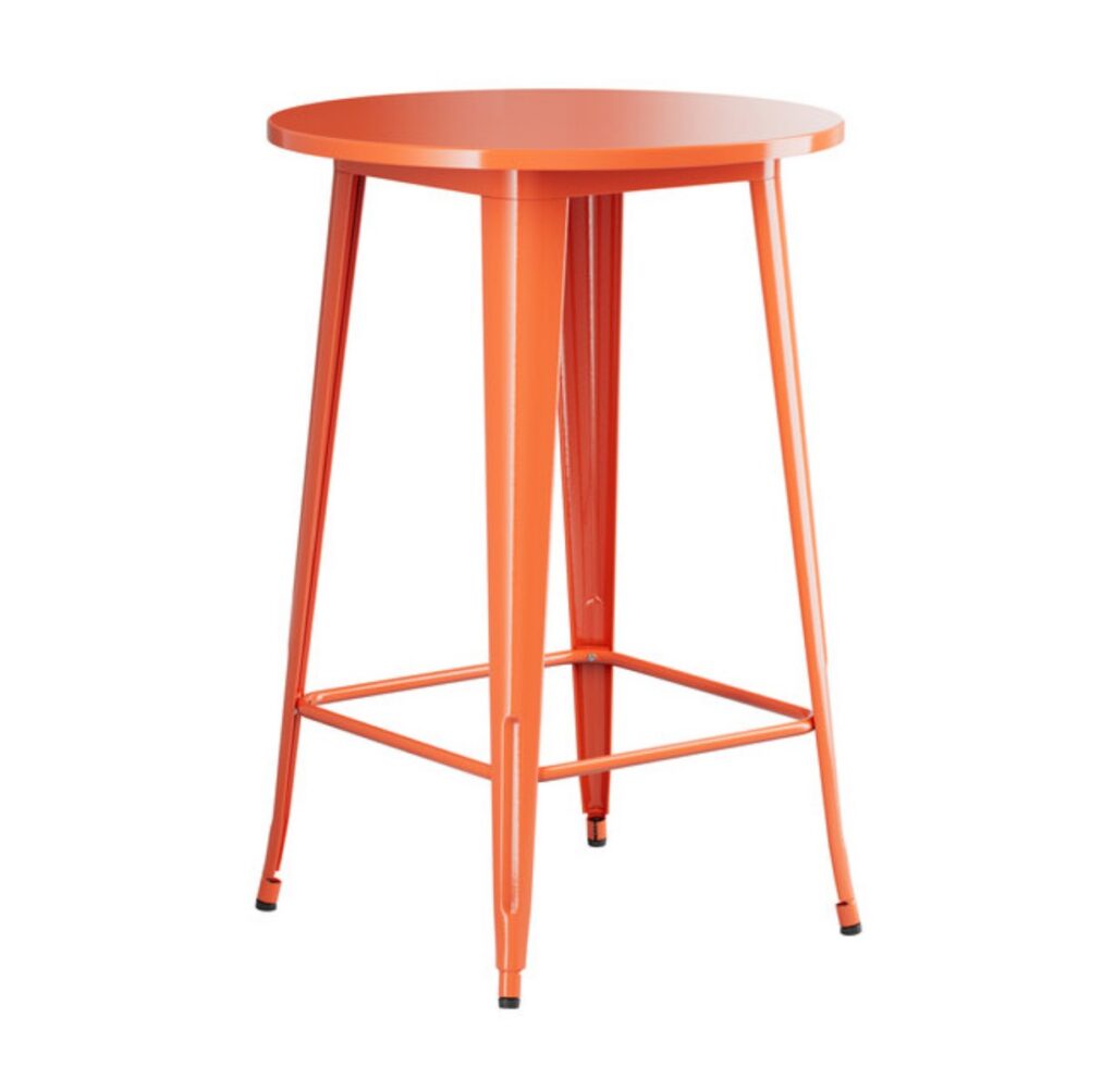 Alloy Vintage Amber Orange 30 In Round High Boy Bar Height Metal Table Alloy Vintage Amber Orange 30 In Round High Boy Bar Height Metal Table