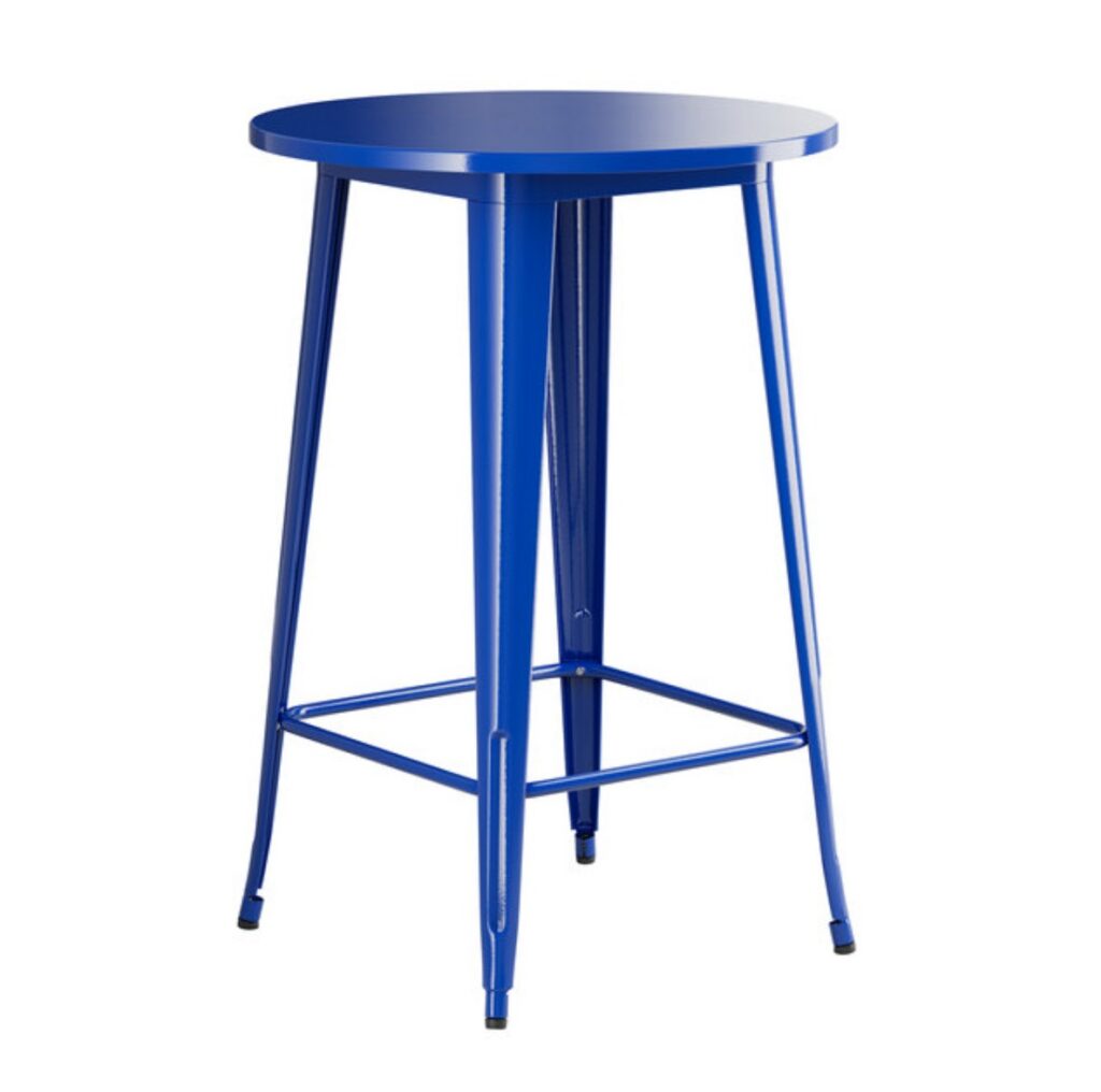 Alloy Vintage Blue Quartz 30 In Round High Boy Bar Height Metal Table Alloy Vintage Blue Quartz 30 In Round High Boy Bar Height Metal Table