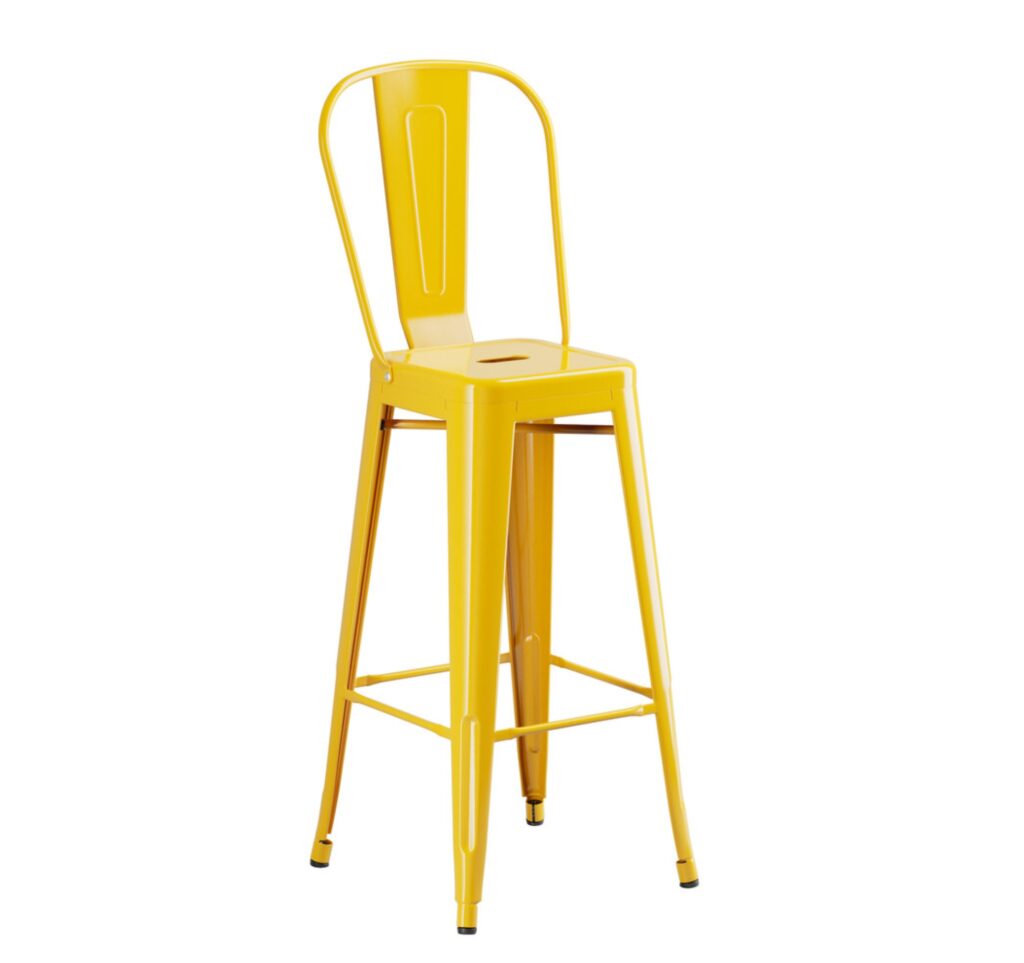 Alloy Vintage Citrine Yellow Metal High Boy Cafe Bar Stool 1 Alloy Vintage Citrine Yellow Metal High Boy Cafe Bar Stool 1